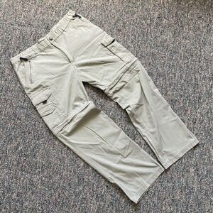 BC Clothing Mens Convertible Cargo Pants Khaki Tan Zip Off Shorts Large L x 32
